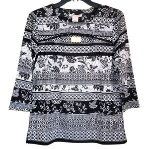 NWT Allison Daley B&W Patterned Blouse, Size S